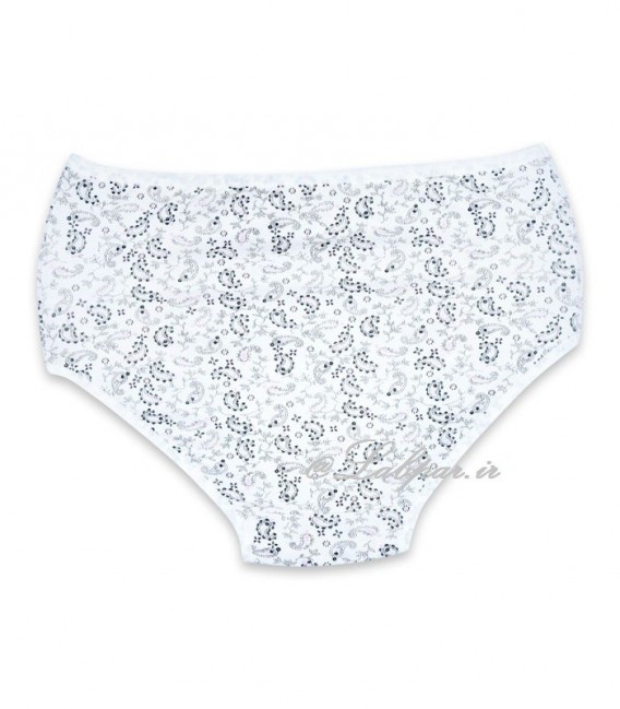 شورت نخی زنانه Adak آداک مدل فاق بلند کد 137 طرح بته جقه سفید