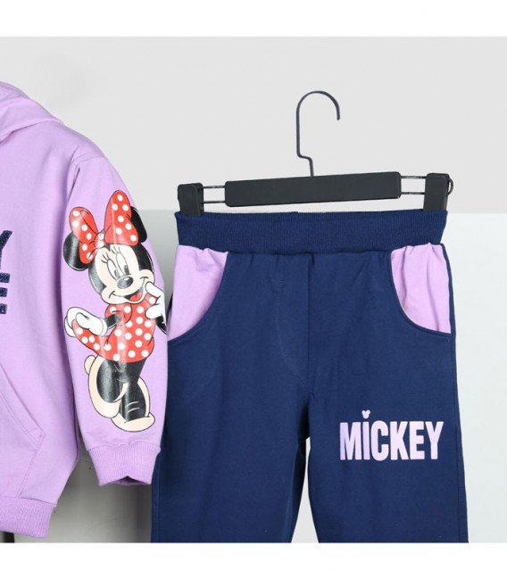 ست هودی و شلوار دخترانه Saaliz سالیز مدل Mickey Mouse بنفش