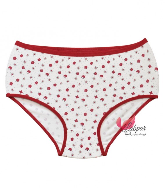 شورت نخی زنانه Adak آداک مدل فاق بلند کد 137 طرح گل ریز قرمز