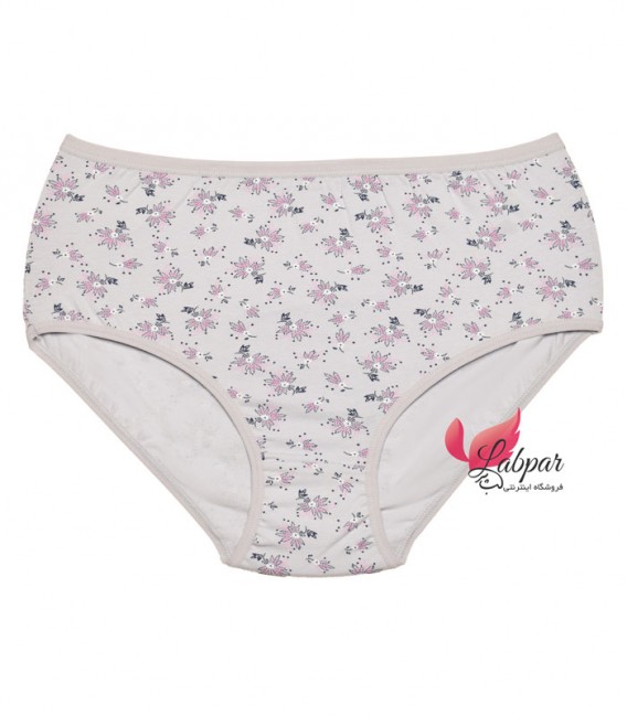 شورت زنانه اسلیپ نخ پنبه فاق بلند آداک Adak کد 137 طرح برگ پنج پر - طوسی