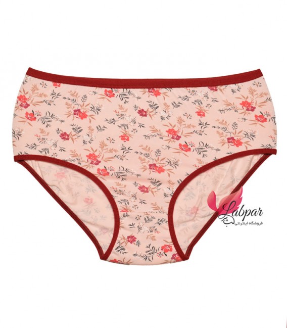 شورت زنانه اسلیپ نخ پنبه فاق بلند آداک Adak کد 137 طرح گل قرمز - صورتی