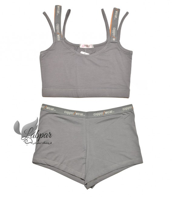 ست نیم تنه و شورتک ورزشی کوزا Koza کد 9137 - طوسی