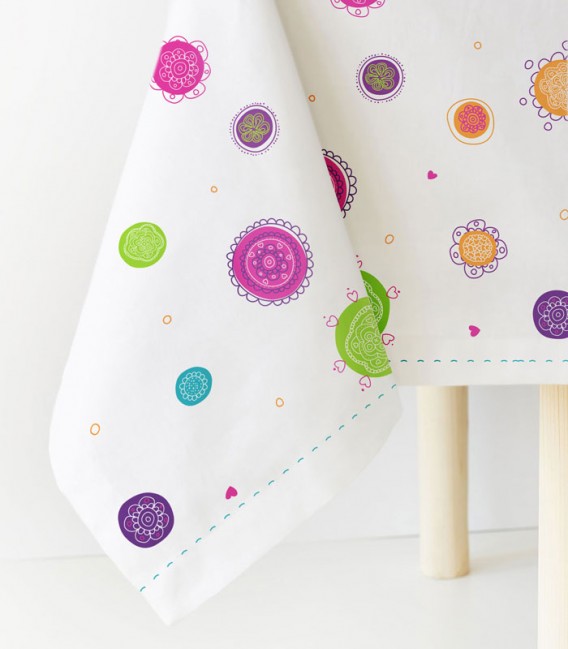 سفره یکبار مصرف کاغذی کوالا Koala طرح گل آبی و نارنجی رول 10 متری