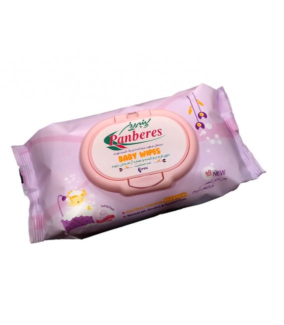 دستمال مرطوب نرم کننده و پاک کننده کودک بسته 60 عددی