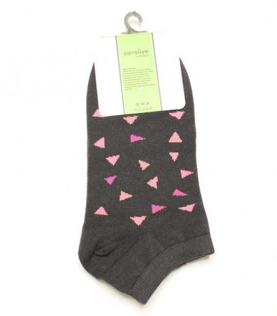 جوراب زنانه بامبو Cavaliye کاوالیه طرح لوزی کد 428 - دودی
