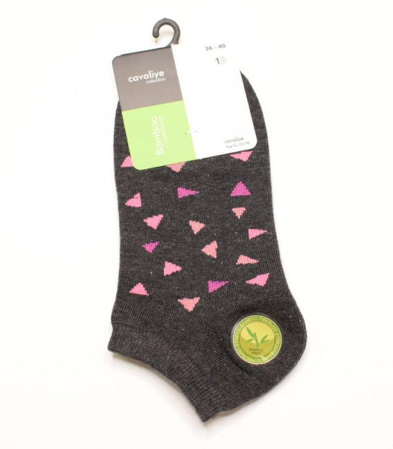 جوراب زنانه بامبو Cavaliye کاوالیه طرح لوزی کد 428 - طوسی