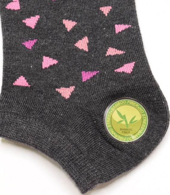 جوراب زنانه بامبو Cavaliye کاوالیه طرح لوزی کد 428 - طوسی