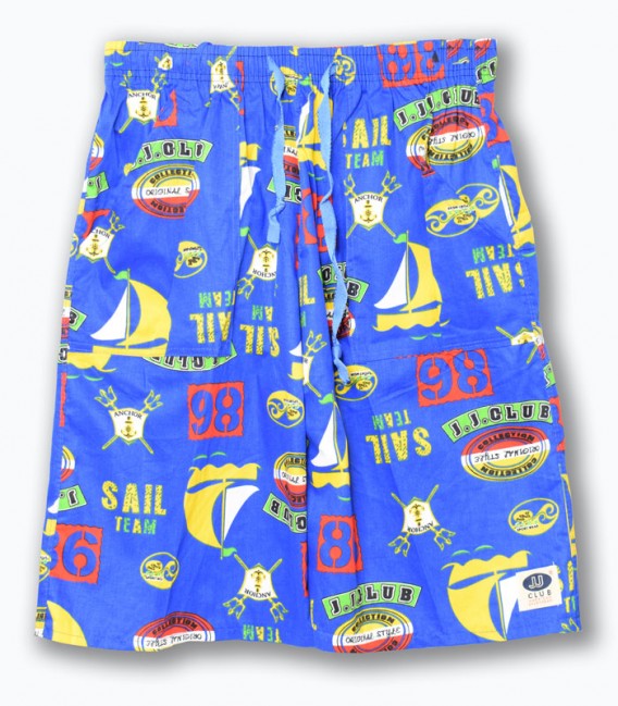 شلوارک کتان پنبه J.J.CLUB جی جی کلاب - آبی