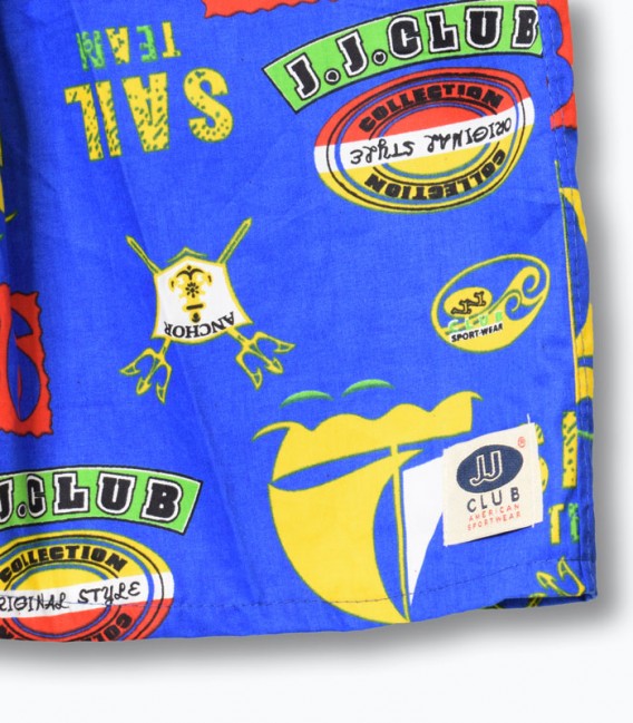 شلوارک کتان پنبه J.J.CLUB جی جی کلاب - آبی