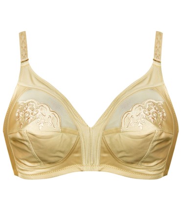 سوتین طرح مادام گلدوزی پانیذ Paniz کد 66325 - رنگ کرم