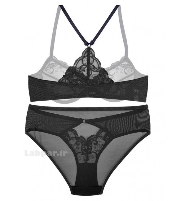 ست شورت و سوتین از جلو باز شو Noosheh Poosh مشکی کد 500 فنردار