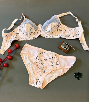 ست لباس زیر زنانه نخی Paniz پانیذ کد 9046 - صورتی