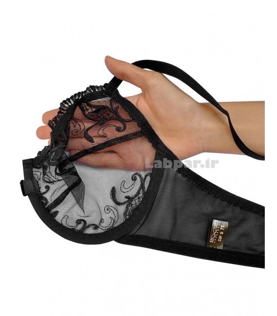 ست شورت و سوتین از جلو باز شو Noosheh Poosh مشکی کد 500 فنردار