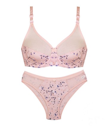 ست لباس زیر زنانه نخی Paniz پانیذ کد 9046 - صورتی