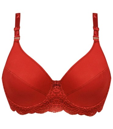 ست لباس زیر زنانه گیپور و استرچ Paniz پانیذ کد 9012 - قرمز