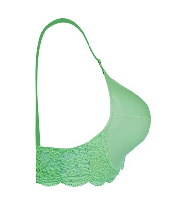 ست لباس زیر زنانه گیپور و استرچ Paniz پانیذ کد 9012 - پسته ای