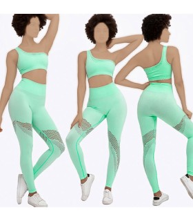 ست نیم تنه و شلوار ورزشی نخ استرچ مدل یونانی - 4 رنگ