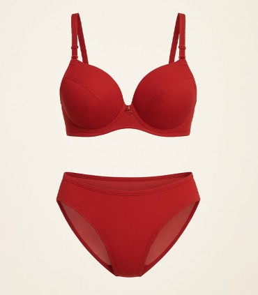 ست شورت و سوتین اسفنجی فنردار Lenazhenken لناژانکن - زرشکی