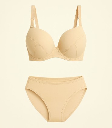 ست شورت و سوتین اسفنجی فنردار Lenazhenken لناژانکن - کرم