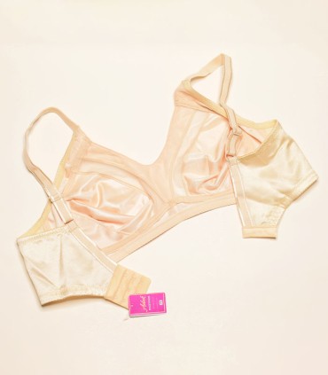 سوتین پرلون پرسی شیشه ای بدون فنر Adak آداک کد 644 - رنگ کرم