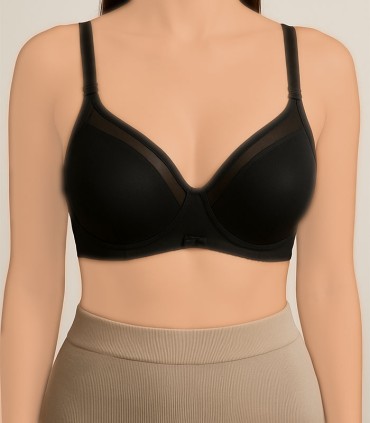 سوتین پرلون پرسی شیشه ای بدون فنر Adak آداک کد 644 - رنگ مشکی