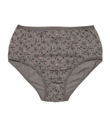 شورت نخی زنانه Adak آداک مدل فاق بلند کد 137 طرح گل صورتی ریز طوسی