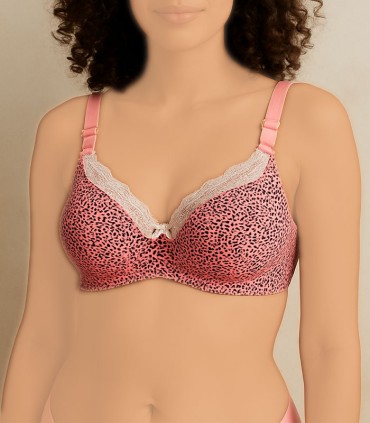 سوتین شیردهی فنردار طرح صورتی خال دار