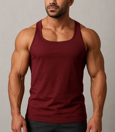 زیرپوش نخی رکابی یقه خشتی Sabod کد 2880 - زرشکی