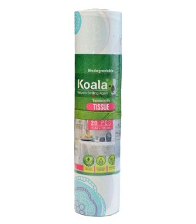 سفره یکبار مصرف کاغذی کوالا Koala طرح گل آبی و نارنجی رول 10 متری