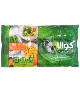 کیسه فریزر کوالا مدل تجزیه پذیر بسته 100 عددی