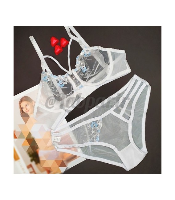 ست لباس زیر تمام تور Paniz پانیذ تمام تور سفید کد 9019 فنردار