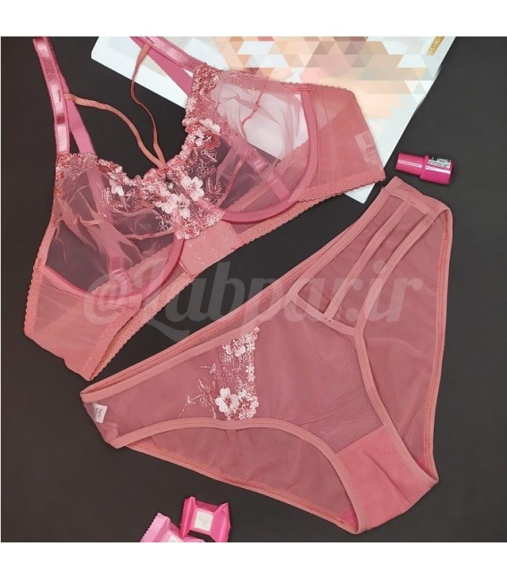 ست لباس زیر تمام تور Paniz پانیذ تمام تور کالباسی کد 9019 فنردار