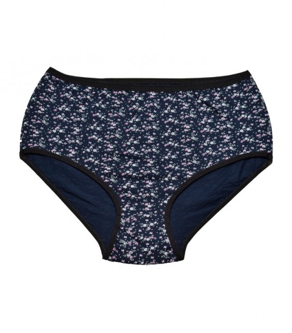 شورت زنانه اسلیپ نخی فاق بلند Adak آداک کد 137 طرح شکوفه ریز سرمه ای